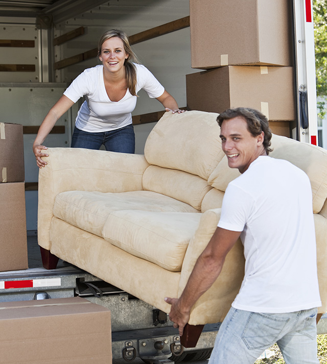 Young couple moving house